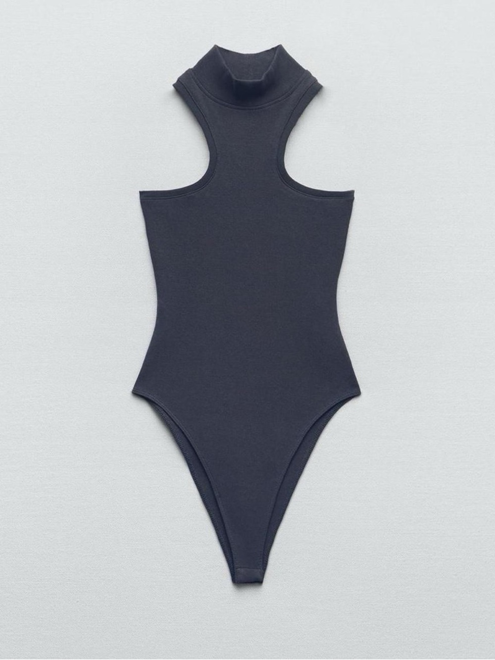 Zara grey High-Neck Racerback Bodysuit